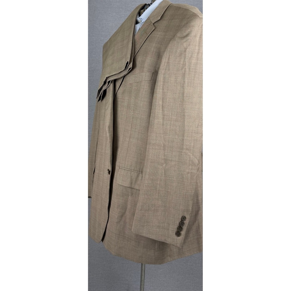 Paul Fredrick Mens Brown Plaid 100% Wool 2 Piece Suit 52L 41x30 Pleated RMC377J